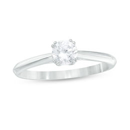 0.37 CT. Diamond Solitaire Engagement Ring in 14K White Gold (I/I2)