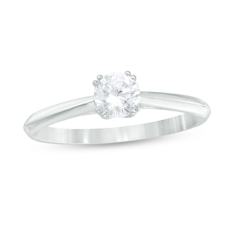 Main Image 1 of 0.37 CT. Diamond Solitaire Engagement Ring in 14K White Gold (I/I2)