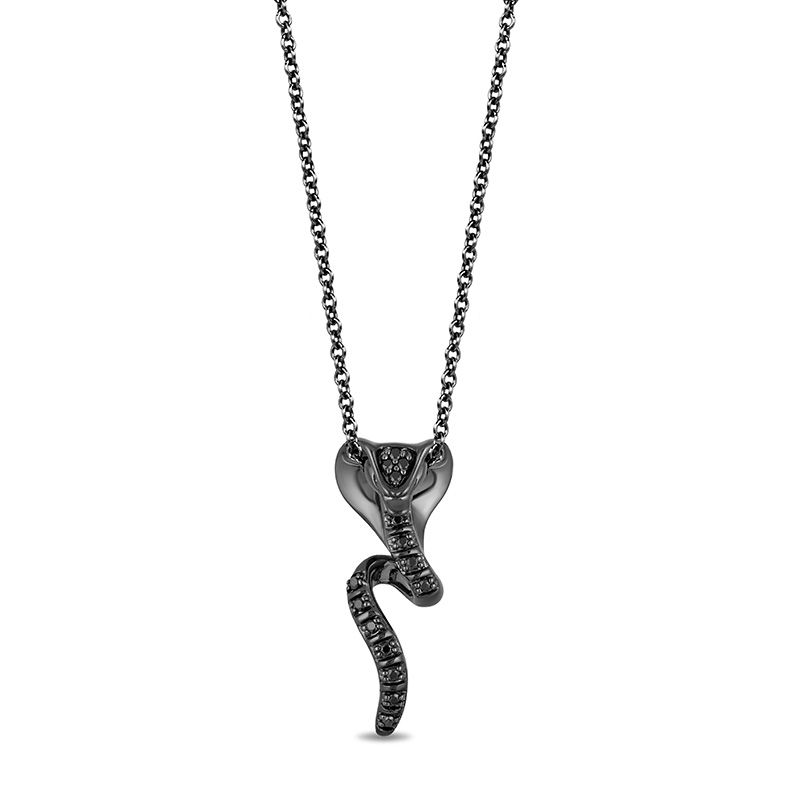 Enchanted Disney Villains Jafar 0.09 CT. T.W. Black Diamond Snake Pendant in Sterling Silver with Black Rhodium|Peoples Jewellers