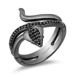 Enchanted Disney Villains Jafar 0.20 CT. T.W. Black Diamond Snake Ring in Sterling Silver with Black Rhodium - Size 7