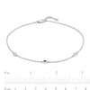 Bezel-Set Lab-Created Blue Sapphire Three Stone Station Anklet in Sterling Silver