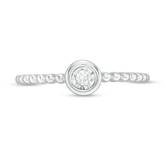 0.04 CT. Diamond Solitaire Bead Shank Promise Ring in 10K Gold