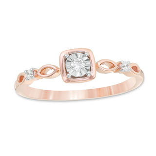 0.085 CT. T.W. Diamond Art Deco Ring in 10K Rose Gold