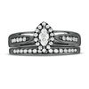 0.45 CT. T.W. Marquise Diamond Frame Split Shank Bridal Set in 10K White Gold with Black Rhodium