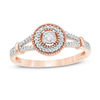 0.145 CT. T.W. Diamond Frame Split Shank Promise Ring in 10K Rose Gold