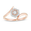 0.085 CT. T.W. Diamond Double Hexagonal Frame Bypass Promise Ring in 10K Rose Gold