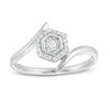 0.085 CT. T.W. Diamond Double Hexagonal Frame Bypass Promise Ring in 10K Gold