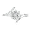 0.085 CT. T.W. Diamond Double Hexagonal Frame Bypass Promise Ring in 10K Gold