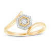 Thumbnail Image 1 of 0.085 CT. T.W. Diamond Double Hexagonal Frame Bypass Promise Ring in 10K Gold