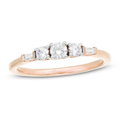 0.29 CT. T.W. Diamond Three Stone Engagement Ring in 10K Rose Gold