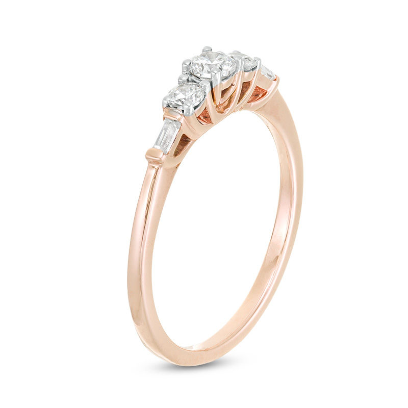 0.29 CT. T.W. Diamond Three Stone Engagement Ring in 10K Rose Gold