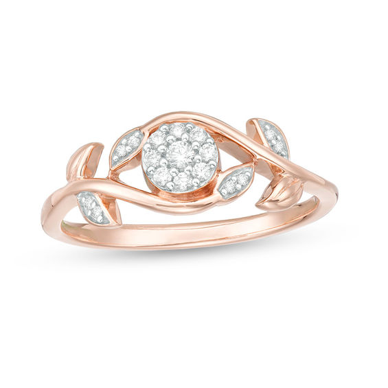 0.085 CT. T.W. Composite Diamond Vine Bypass Promise Ring in 10K Rose Gold