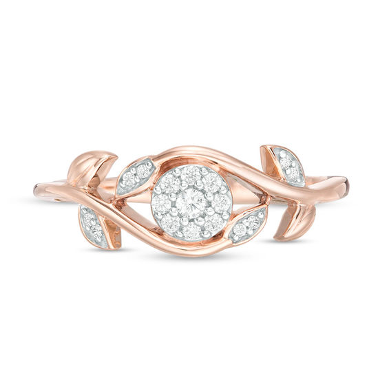 0.085 CT. T.W. Composite Diamond Vine Bypass Promise Ring in 10K Rose Gold