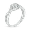 0.18 CT. T.W. Composite Diamond Square Frame Twist Shank Vintage-Style Promise Ring in Sterling Silver