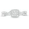 0.18 CT. T.W. Composite Diamond Square Frame Twist Shank Vintage-Style Promise Ring in Sterling Silver