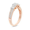 0.45 CT. T.W. Princess-Cut Quad Diamond Three Stone Double Row Engagement Ring in 10K Rose Gold