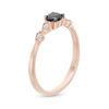 Thumbnail Image 2 of 0.23 CT. T.W. Enhanced Black and White Diamond Teardrop Sides Promise Ring in 10K Rose Gold