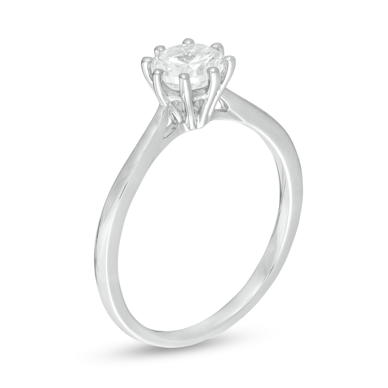 Main Image 3 of 0.58 CT. Diamond Solitaire Engagement Ring in 14K White Gold (I/I2)