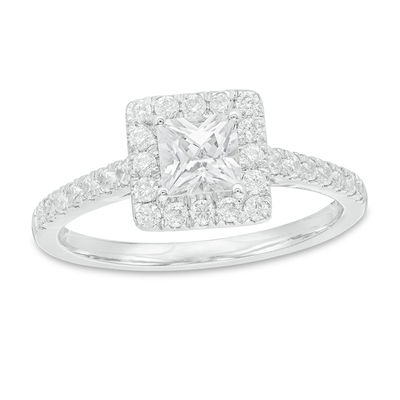 CT. T.W. Princess-Cut Diamond Frame Engagement Ring in 14K White Gold