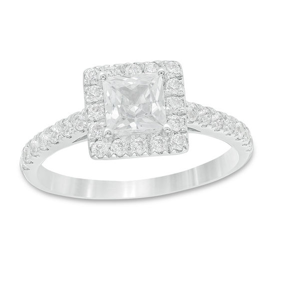 0.95 CT. T.W. Princess-Cut Diamond Frame Engagement Ring in 14K White Gold