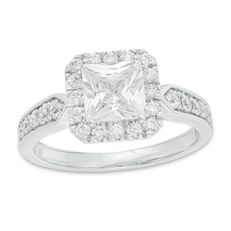 1.45 CT. T.W. Princess-Cut Diamond Frame Engagement Ring in 14K White Gold|Peoples Jewellers