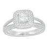 Thumbnail Image 0 of 0.95 CT. T.W. Princess-Cut Diamond Double Cushion Frame Vintage-Style Engagement Ring in 14K White Gold