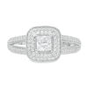 Thumbnail Image 3 of 0.95 CT. T.W. Princess-Cut Diamond Double Cushion Frame Vintage-Style Engagement Ring in 14K White Gold