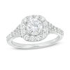 1.37 CT. T.W. Diamond Cushion Frame Engagement Ring in 14K White Gold