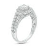 1.45 CT. T.W. Diamond Cushion Frame Collar Engagement Ring in 14K White Gold