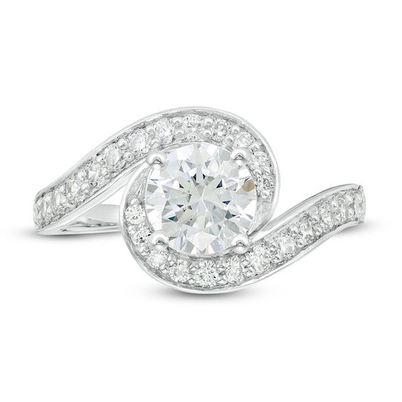 1.45 CT. T.W. Diamond Bypass Engagement Ring in 14K White Gold