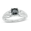 Thumbnail Image 0 of 0.95 CT. T.W. Enhanced Black and White Diamond Tri-Sides Engagement Ring in 10K White Gold