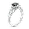 Thumbnail Image 2 of 0.95 CT. T.W. Enhanced Black and White Diamond Tri-Sides Engagement Ring in 10K White Gold