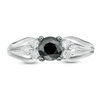 Thumbnail Image 3 of 0.95 CT. T.W. Enhanced Black and White Diamond Tri-Sides Engagement Ring in 10K White Gold