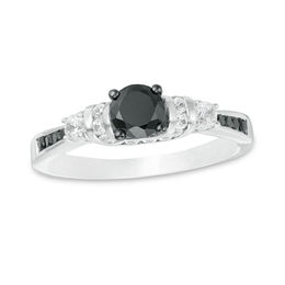 0.80 CT. T.W. Enhanced Black and White Diamond Engagement Ring in 10K White Gold