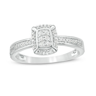 0.146 CT. T.W. Composite Diamond Cushion Frame Ring in 10K Gold