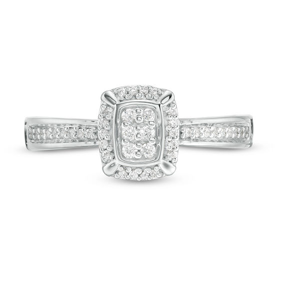 0.146 CT. T.W. Composite Diamond Cushion Frame Ring in 10K Gold