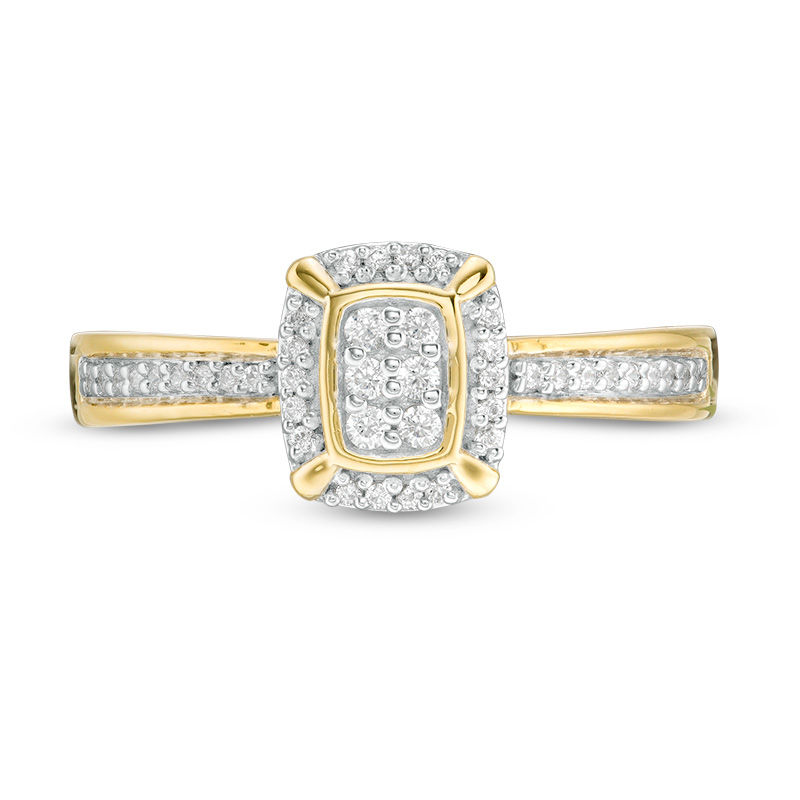 Main Image 4 of 0.146 CT. T.W. Composite Diamond Cushion Frame Ring in 10K Gold