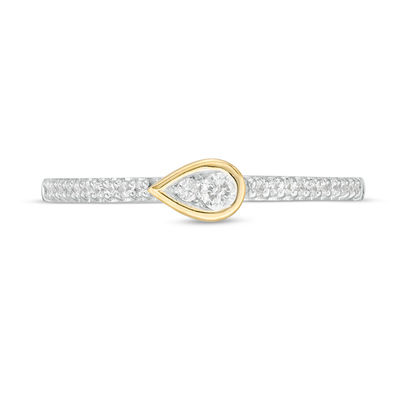 0.145 CT. T.W. Diamond Sideways Teardrop Ring in Sterling Silver and 10K Gold