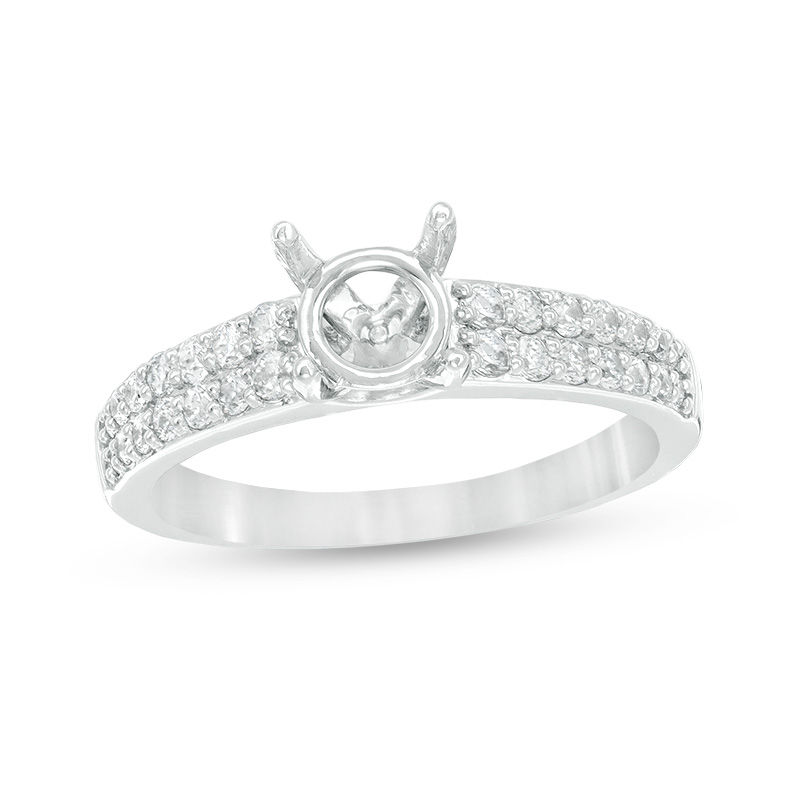 0.37 CT. T.W. Diamond Double Row Semi-Mount in 14K White Gold|Peoples Jewellers