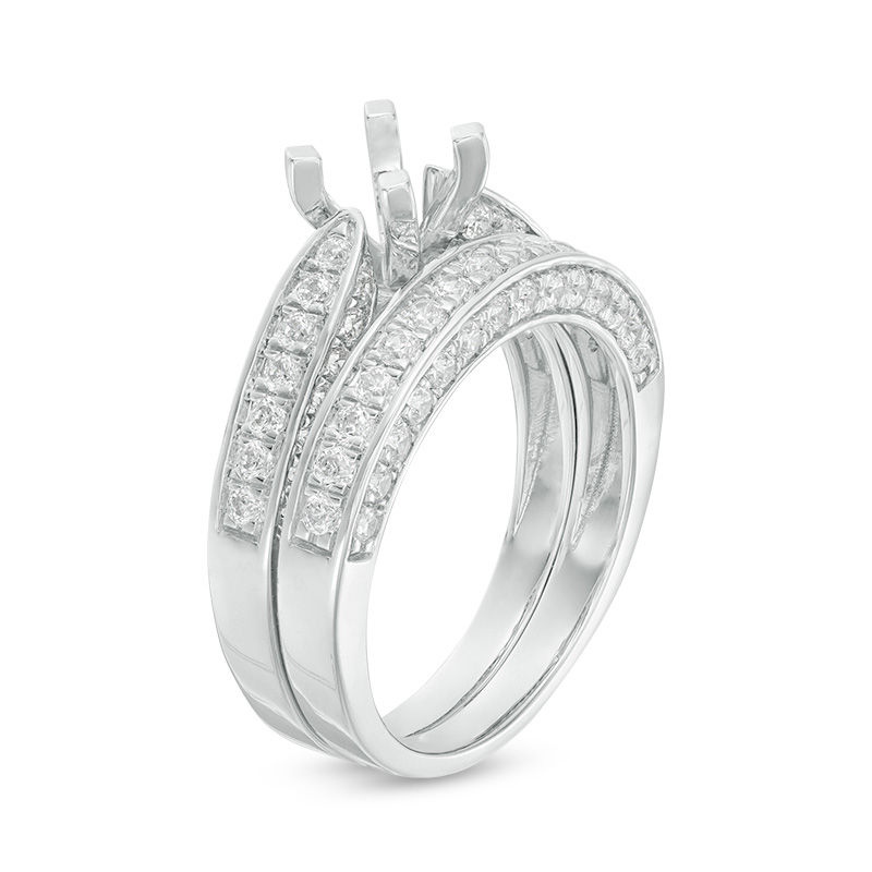 1.23 CT. T.W. Diamond Semi-Mount Bridal Set in 14K White Gold