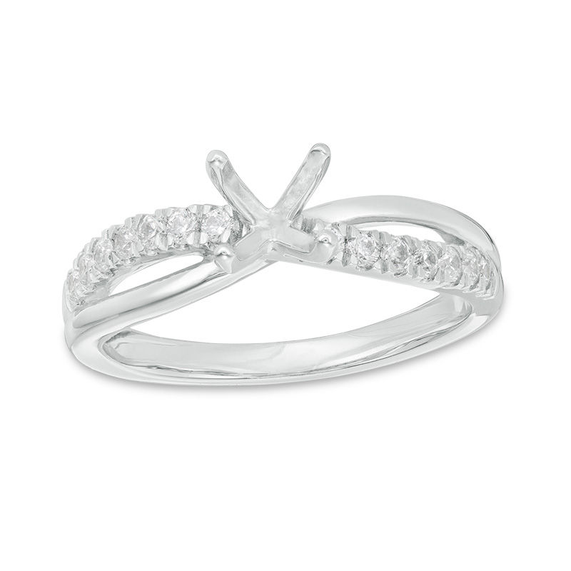 0.23 CT. T.W. Diamond Crossover Semi-Mount in 14K White Gold|Peoples Jewellers