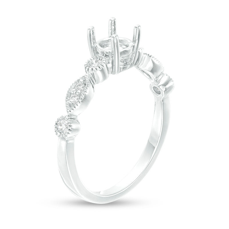 0.115 CT. T.W. Diamond Art Deco Vintage-Style Semi-Mount in 14K White Gold|Peoples Jewellers