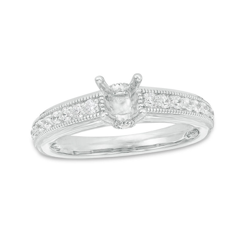 0.23 CT. T.W. Diamond Vintage-Style Semi-Mount in 14K White Gold|Peoples Jewellers