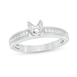 0.117 CT. T.W. Diamond Vintage-Style Semi-Mount in 14K White Gold