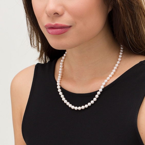 6.0-6.5mm Akoya Cultured Pearl Strand Necklace with 14K Gold Clasp