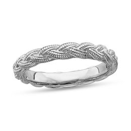 Stackable Expressions™ Beaded Braided Ring in Sterling Silver
