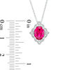 Thumbnail Image 3 of Oval Lab-Created Ruby and White Sapphire Scallop Frame Vintage-Style Pendant in Sterling Silver