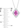 Thumbnail Image 3 of Oval Lab-Created Pink and White Sapphire Scallop Frame Vintage-Style Pendant in Sterling Silver