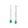 Thumbnail Image 0 of Pear-Shaped Lab-Created Emerald and White Sapphire Line Drop Earrings in Sterling Silver