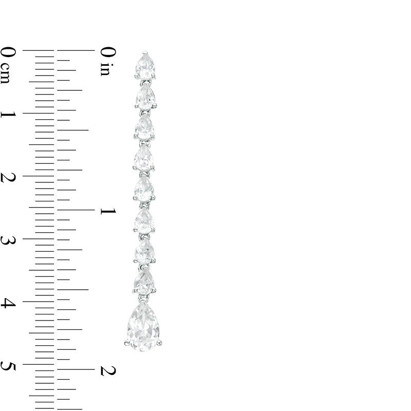Pear-Shaped Lab-Created White Sapphire Line Drop Earrings in Sterling Silver|Peoples Jewellers